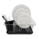 Black Better Chef 16" Chrome-Plated Metal Dish Rack with Drain Tray