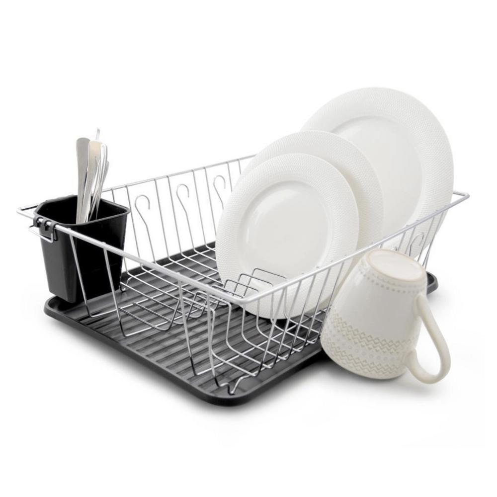 Better Chef 16" Chrome-Plated Metal Dish Rack with Drain Tray