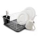 Black Better Chef 16" Chrome-Plated Metal Dish Rack with Drain Tray