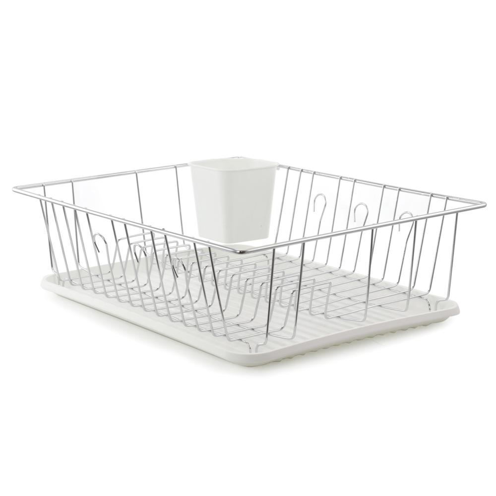 Better Chef 16" Chrome-Plated Metal Dish Rack with Drain Tray