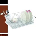 White Better Chef 16" Chrome-Plated Metal Dish Rack with Drain Tray