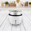 White Better Chef 5-Cup - 10-Cup Cooked - Rice Cooker with Steamer and Non-Stick Pot