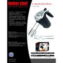 Black Better Chef 5-Speed 150W Hand Mixer with Silver Accents and Storage Clip