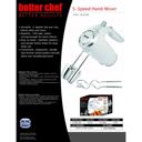 White Better Chef 5-Speed 150W Hand Mixer with Silver Accents and Storage Clip