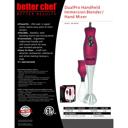 Red Better Chef 200W DualPro Immersion Blender Hand-Mixer with Cup and Beater