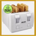 White Better Chef Wide Slot 4-Slice Dual Control Toaster