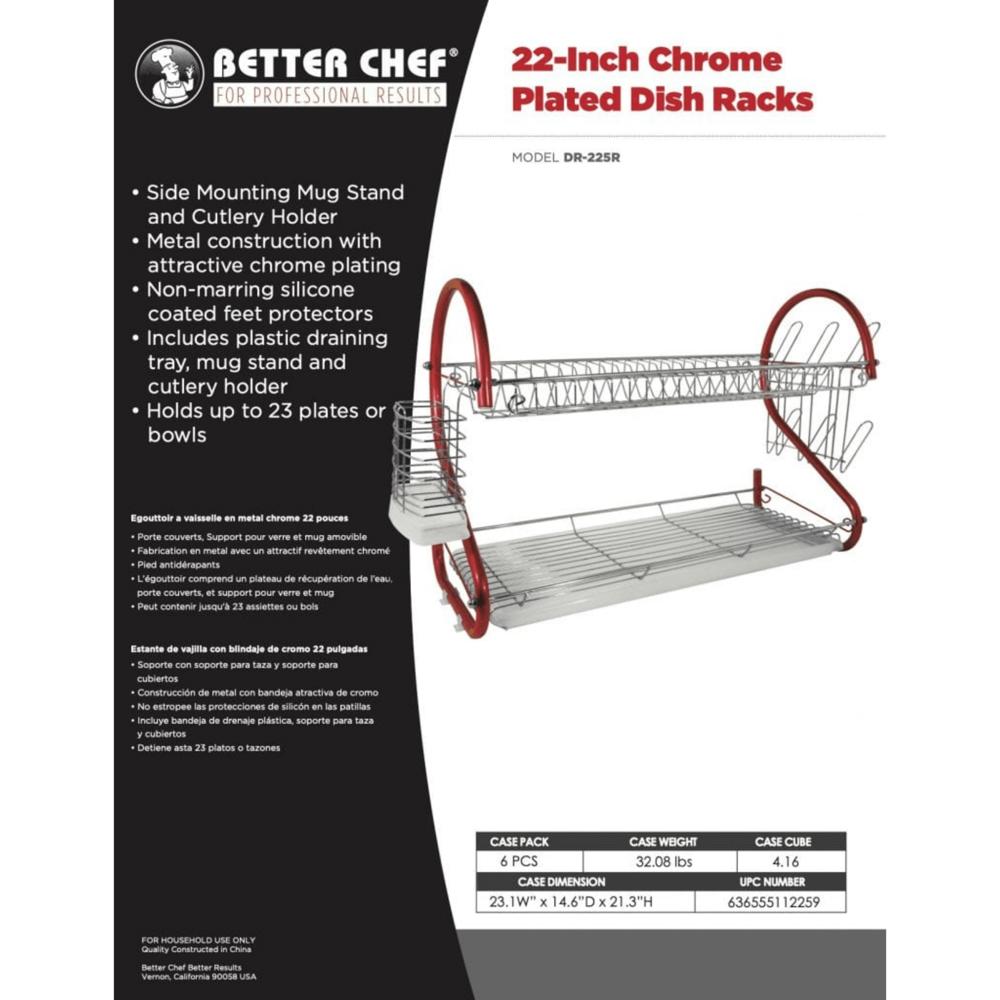 Better Chef 22" 2-Level Colored-Chrome-Plated S-Shaped Dish Rack