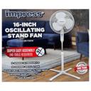 White Impress Easy-Assemble 3-Speed 16-Inch Stand Oscillating Pedestal Floor Fan