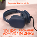 Blue HyperGear VIBE Wireless Bluetooth Headphones w Extended Battery Life