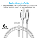 White Naztech Titanium USB to USB-C Braided Cable 6ft