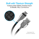 Black Naztech Titanium USB to USB-C Braided Cable 6ft