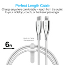 White Naztech Titanium USB-C to Lightning Braided Cable 6ft