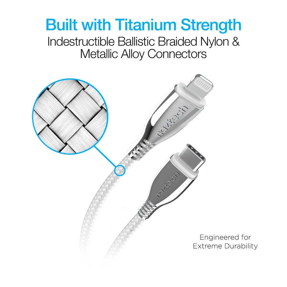 Naztech Titanium USB-C to Lightning Braided Cable 6ft