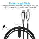 Black Naztech Titanium USB-C to USB-C Braided Cable 6ft 