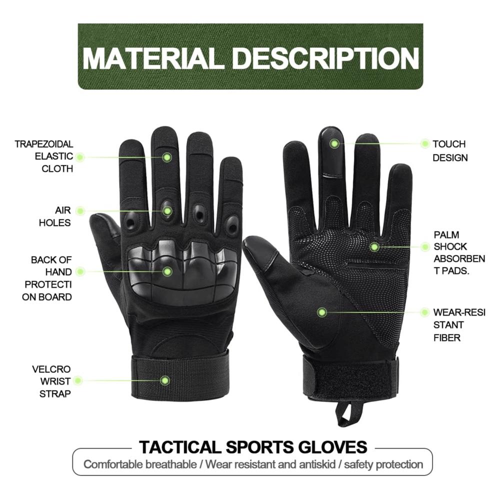 JupiterGear Tactical Airsoft Gloves for Outdoor Sports with Touchscreen Fingertip Capability