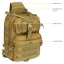 Khaki JupiterGear 15L Unisex Medium Sling Shoulder Bag MOLLE Outdoor Daypack Backpack with Adjustable Strap