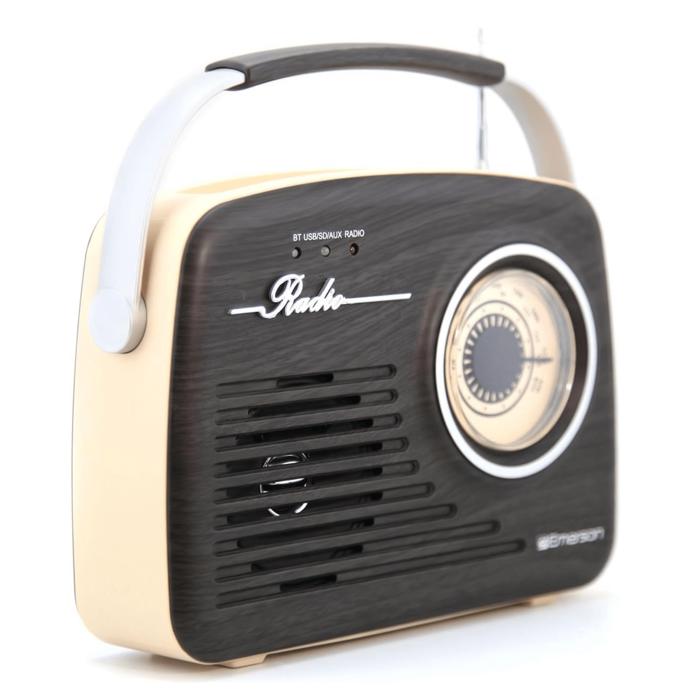 Emerson Portable Retro Radio with Built-In Rechargeable Battery