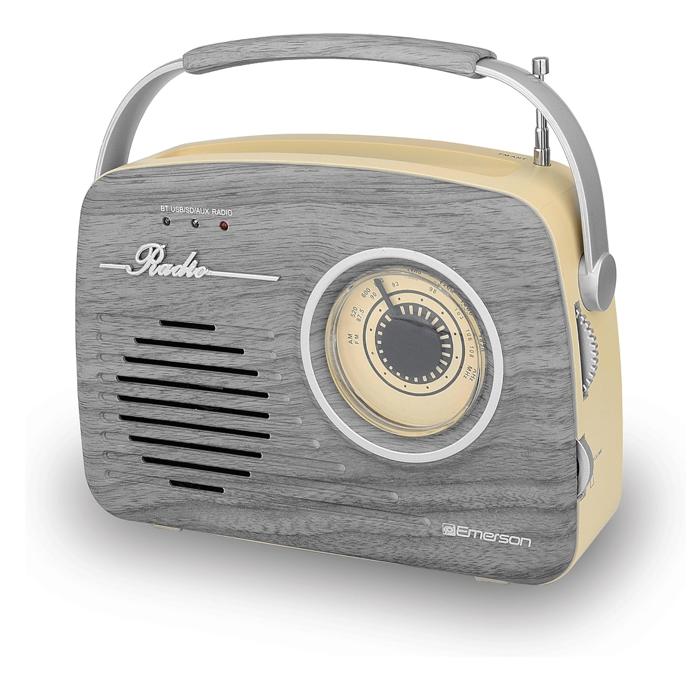 Emerson Portable Retro Radio with Built-In Rechargeable Battery