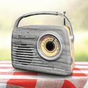 Gray Emerson Portable Retro Radio with Built-In Rechargeable Battery