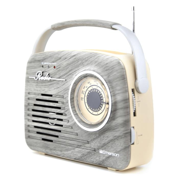 Emerson Portable Retro Radio with Built-In Rechargeable Battery