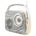 Gray Emerson Portable Retro Radio with Built-In Rechargeable Battery