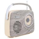 Gray Emerson Portable Retro Radio with Built-In Rechargeable Battery