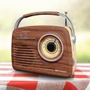 Mahogany Emerson Portable Retro Radio with Built-In Rechargeable Battery