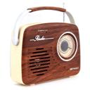 Mahogany Emerson Portable Retro Radio with Built-In Rechargeable Battery