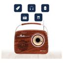 Mahogany Emerson Portable Retro Radio with Built-In Rechargeable Battery