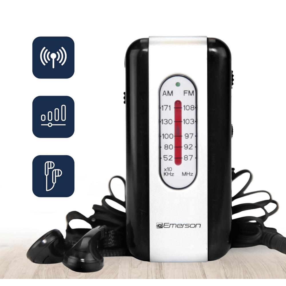 Emerson Portable AMFM Radio with Earbuds