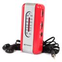 Red Emerson Portable AMFM Radio with Earbuds