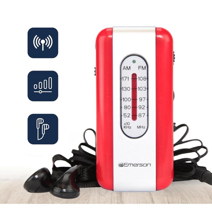 Emerson Portable AMFM Radio with Earbuds