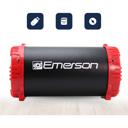 Red Emerson Portable Bluetooth Speaker with LED Lighting and Carrying Strap