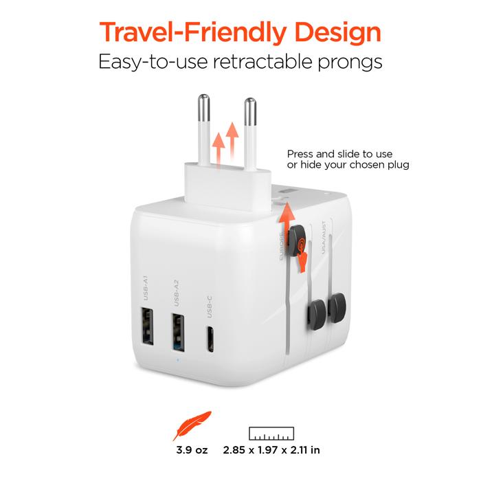 HyperGear WorldCharge Universal Travel Adapter with USB-C