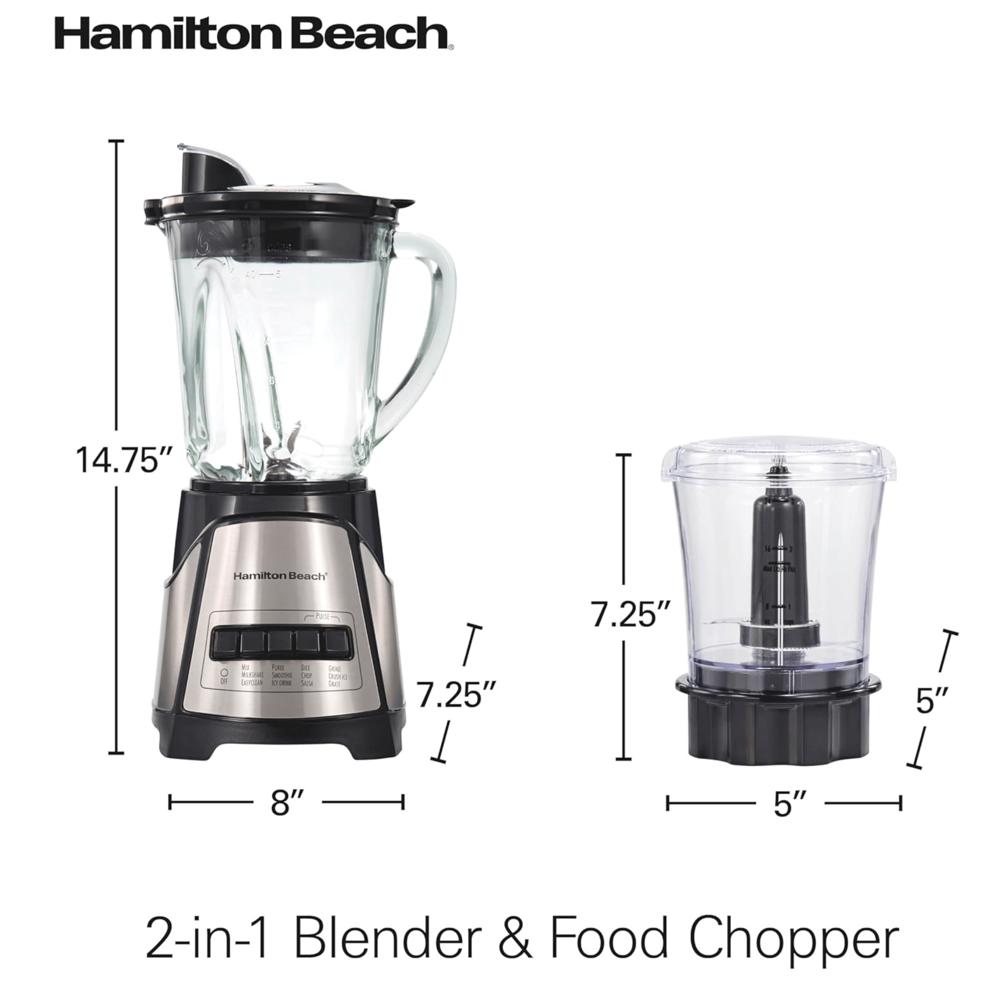 Hamilton Beach Power Elite Glass Jar Blender and Food Chopper Combo