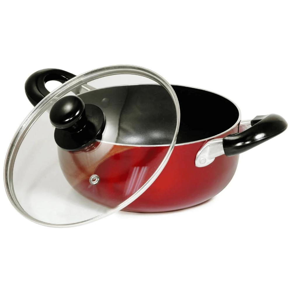 Better Chef 13-Quart Metallic Red Aluminum Dutch Oven with Glass Lid