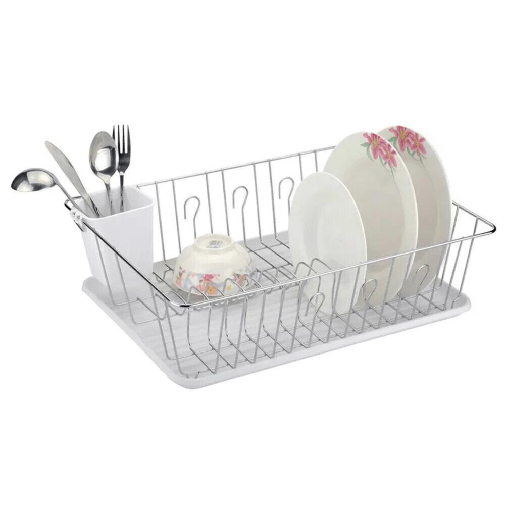 Better Chef 16" Chrome-Plated Metal Dish Rack with Drain Tray