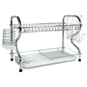 Silver Better Chef 16" 2-Level Chrome-Plated R-Shaped Dish Rack