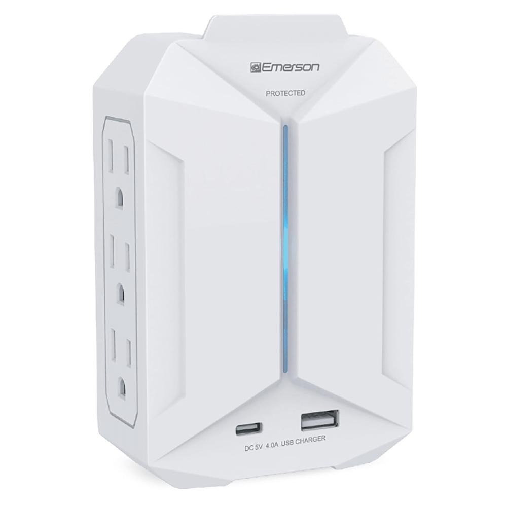 Emerson 6-Outlet + USB Wall Charger with Surge Protection