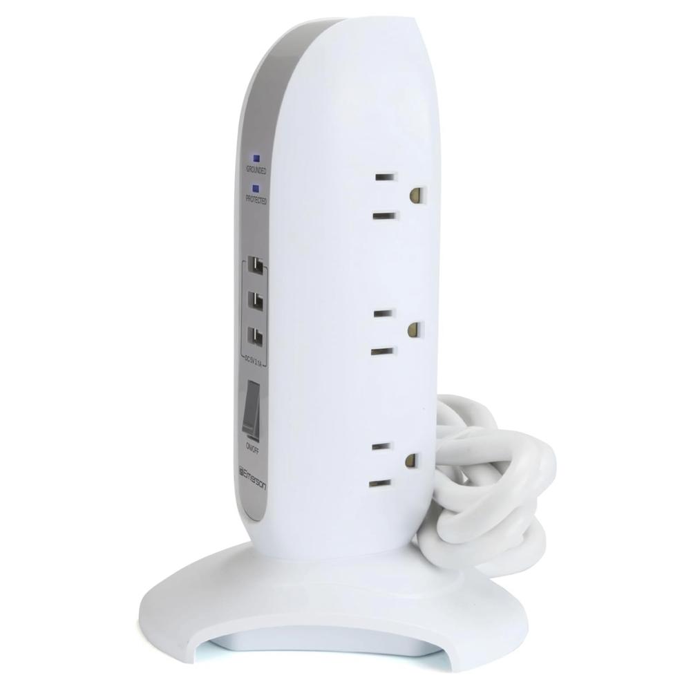 Emerson 5-Outlet + USB Charging Tower with Surge Protection