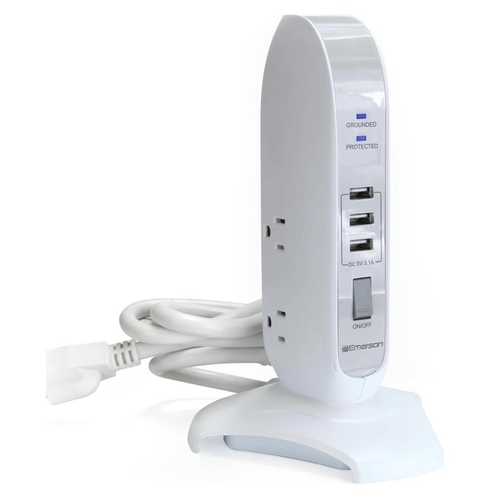 Emerson 5-Outlet + USB Charging Tower with Surge Protection