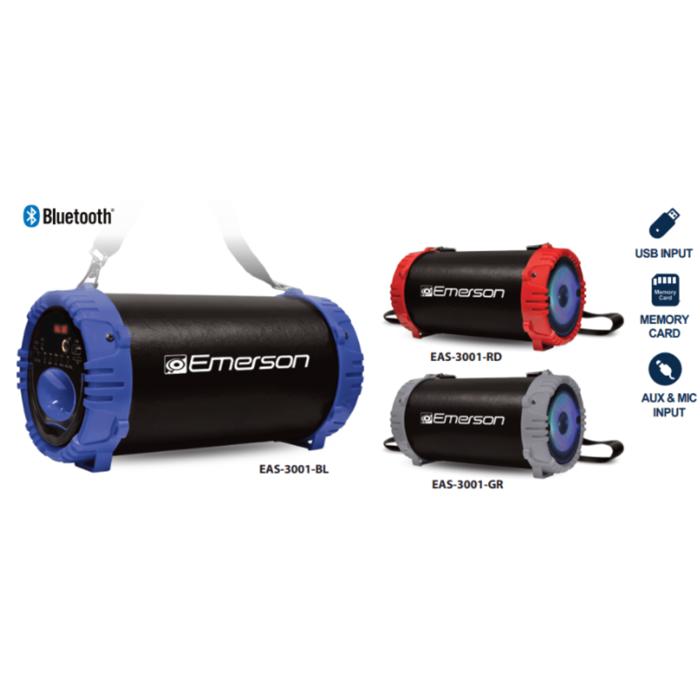 Emerson Portable Bluetooth Speaker with LED Lighting and Carrying Strap