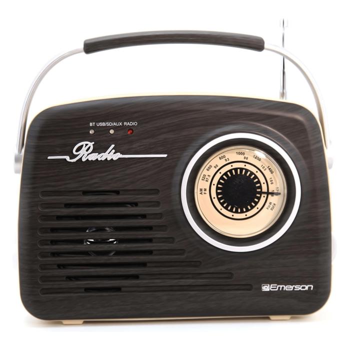 Emerson Portable Retro Radio with Built-In Rechargeable Battery