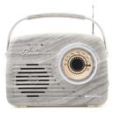 Gray Emerson Portable Retro Radio with Built-In Rechargeable Battery