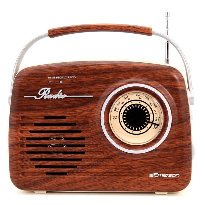 Emerson Portable Retro Radio with Built-In Rechargeable Battery