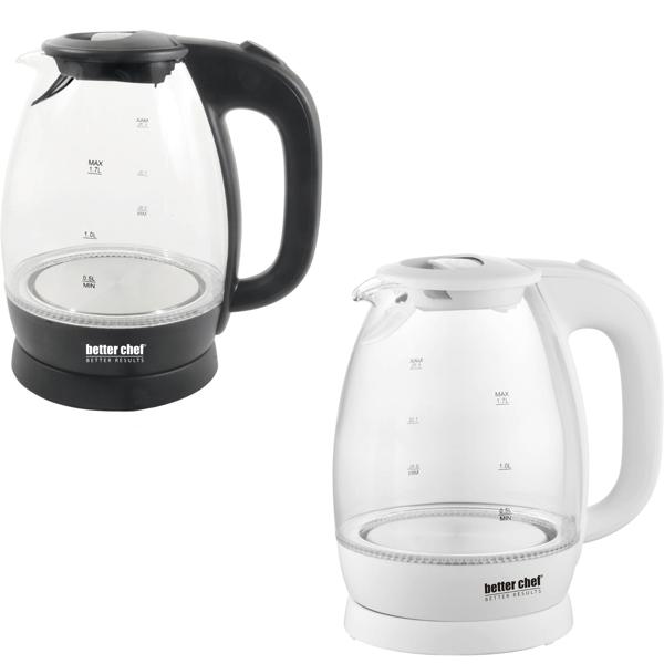 Better Chef 7-Cup Cordless Borosilicate Glass Electric Kettle with LED Light