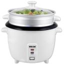 White Better Chef 5-Cup - 10-Cup Cooked - Rice Cooker with Steamer and Non-Stick Pot