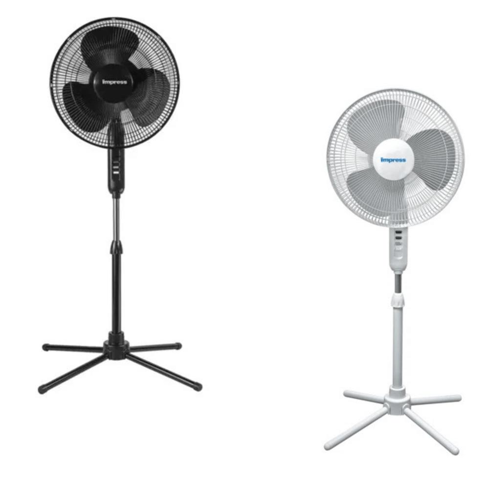 Impress Easy-Assemble 3-Speed 16-Inch Stand Oscillating Pedestal Floor Fan