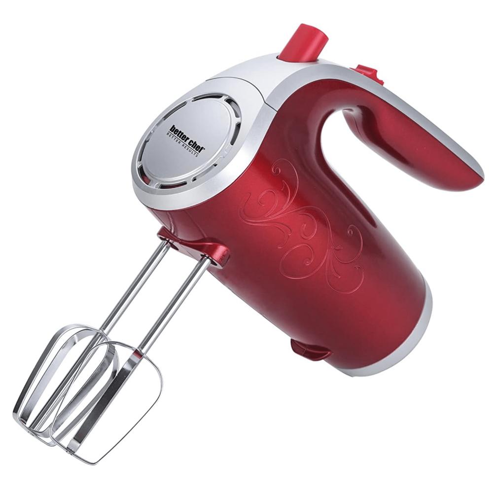 Better Chef 5-Speed 150W Hand Mixer with Silver Accents and Storage Clip