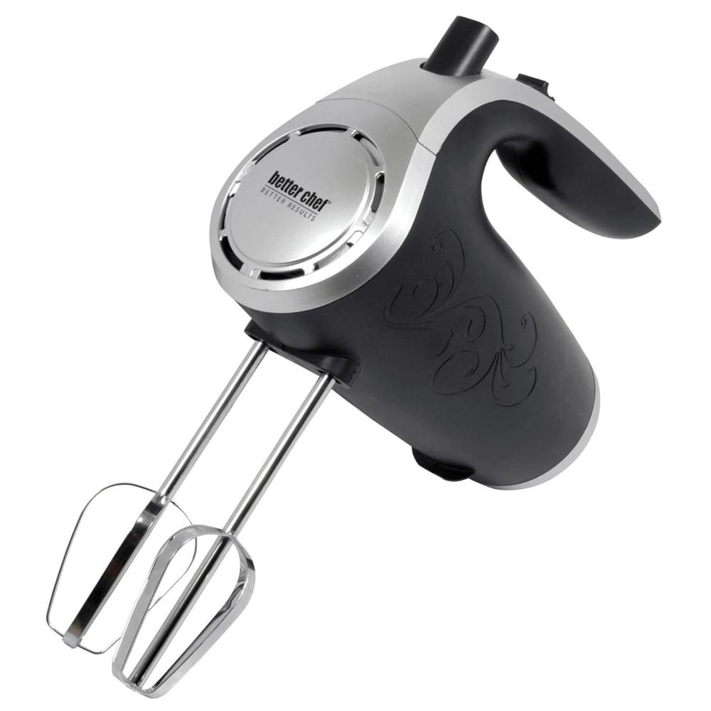 Better Chef 5-Speed 150W Hand Mixer with Silver Accents and Storage Clip